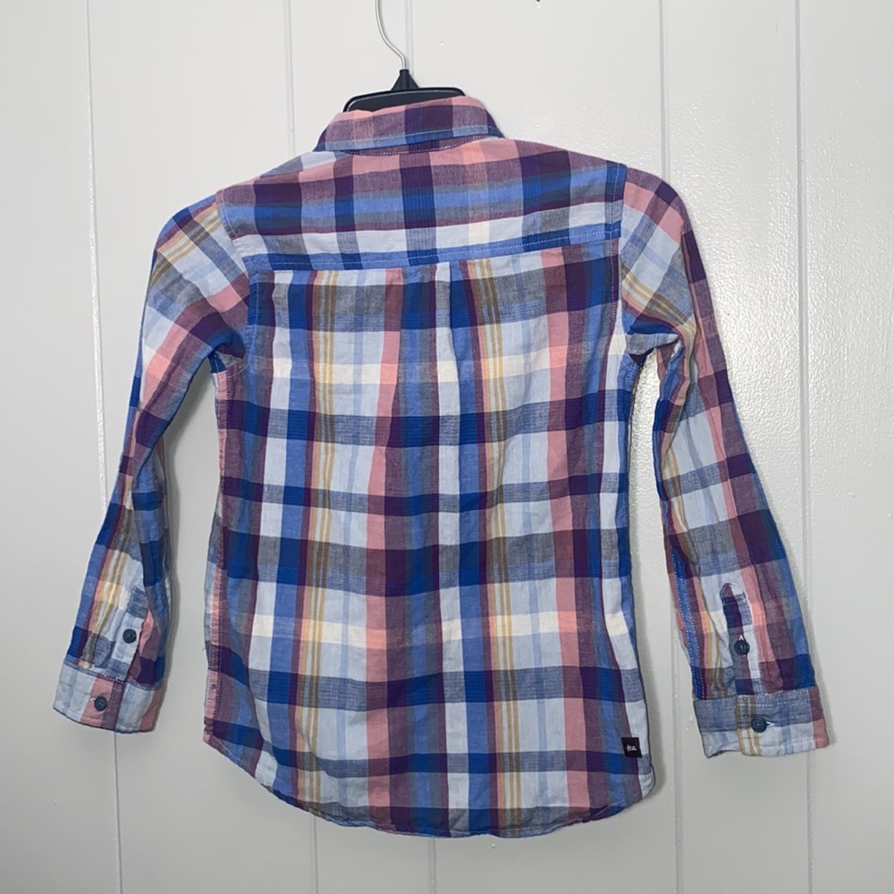 Tea Collection Boy’s Long Sleeve Plaid Button Up Size 10 - Picture 4 of 7